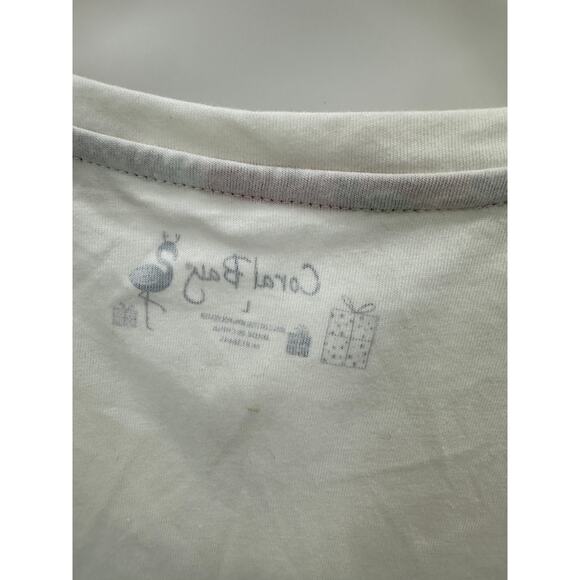 Coral Bay Off White‎ Margarita V-Neck Tee T-Shirt Women's Size Large L NWT - Picture 6 of 8